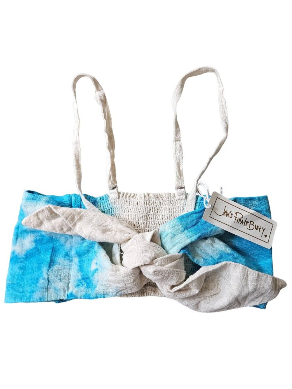 Jens Pirate Booty Womens Bralette Large Jonze Tie Dye Natural Turquoise NEW